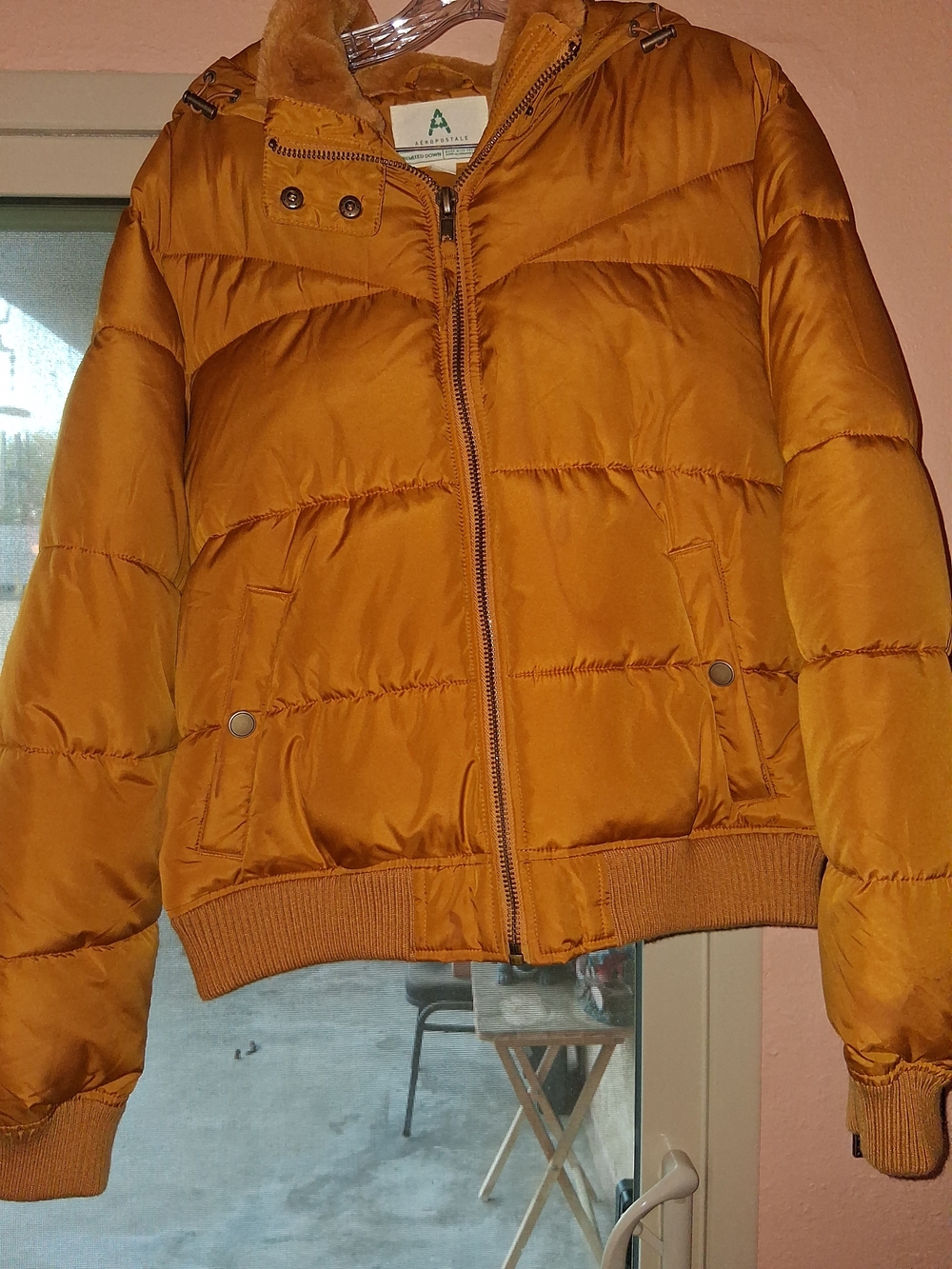 Aeropostale Women's Mustard Yellow Puffer Jacket